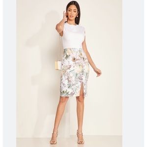 NWT Ted Baker Hanalee Woodland Printed Cap Sleeve Bodycon Dress Size 10 Sheath